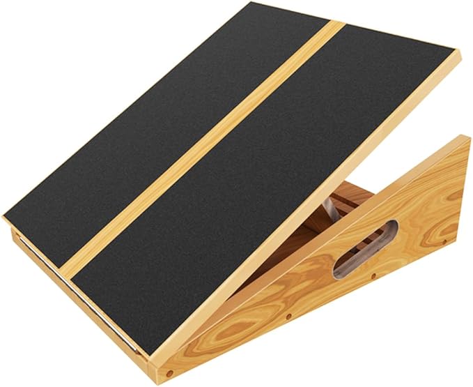 Professional Wooden Slant Board, Adjustable Incline Board and Calf Stretcher, Balance Stretch Board