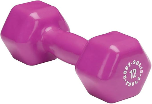 Body-Solid Tools Vinyl Dumbbell for Aerobic Training & Physical Therapy, Hand Weights for Women, Hex End Dumbbells