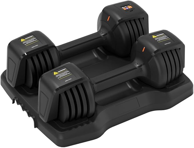 Smart Adjustable Dumbbell Set with Speaking Display - 2.5 to 12.5 Pounds Each - Home Gym Exercise Equipment - Visible Color Display for Workout Data Record - Total 25 lbs Weight Set (High Grade)