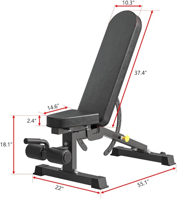 Commercial Adjustable Bench, Professional Weight Bench, Incline Flat Decline Sit Up Bench,Dumbbell Stool for Strength Training (1500 Lbs Load)