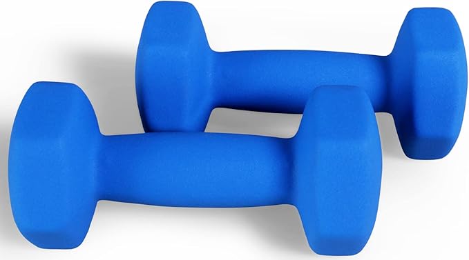 Signature Fitness Set of 2 Neoprene Dumbbell Hand Weights, Anti-Slip, Anti-roll, Hex Shape Colorful, Pairs or Sets