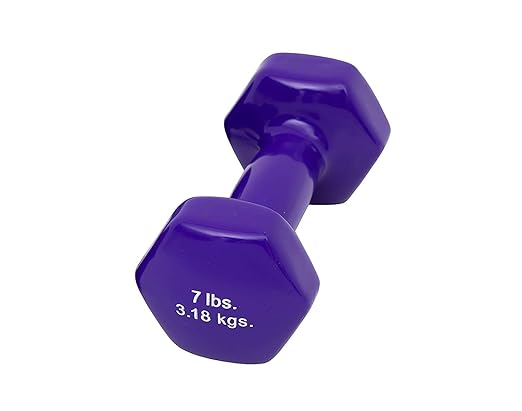 CanDo Vinyl-Coated Cast Iron Dumbbells, 7 lb., Pair, Purple