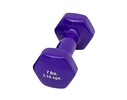 CanDo Vinyl-Coated Cast Iron Dumbbells, 7 lb., Pair, Purple