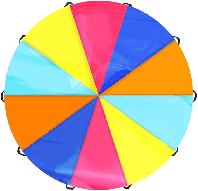 SPINFOX Play Parachute 6FT, 10FT, 20ft Play Parachute with Handles Multicolored Parachute for Kids, Kids Play Parachute for Indoor Outdoor Games Exercise Toy