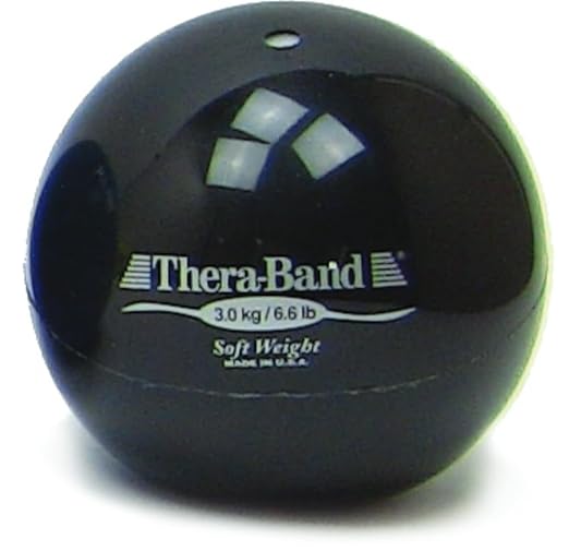 THERABAND Soft Weight, 4.5" Diameter, Weighted Balls for Baseball, Weighted Balls for Softball, Hand Held Ball Shaped Isotonic, Shoulder Strength, Rotator Cuff & Throwing Trainer, Black, 6.6LB