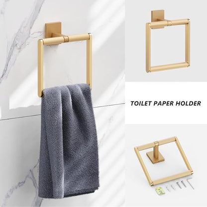 Towel Ring for Bathroom Brushed Gold Wall Towel Holder 304 Stainless Steel Heavy Duty Hand Towel Hanger for Bath Kitchen Duty Hand Towel Hanger for Bath Kitchen