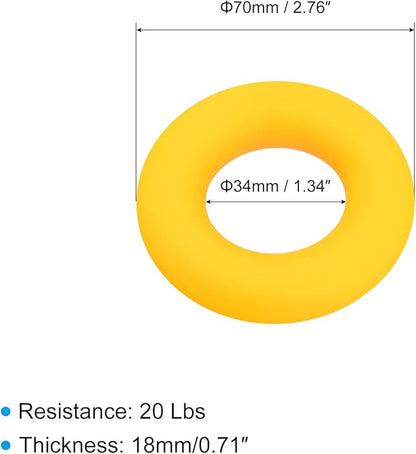 uxcell Hand Grip Strengthener, 2.76" 20 Lbs Silicone Rings Fingers Forearms Exercise Grip Trainer for Rock Climbing Athletes Workout, Yellow