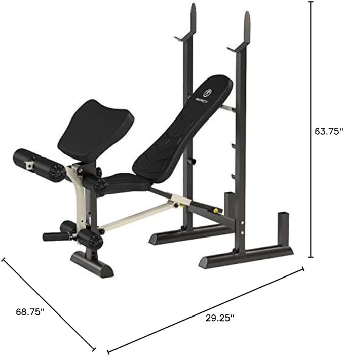 MARCY Adjustable Weight Bench - Incline, 600 lbs Capacity, Foldable, Alloy Steel Frame, Full Body Workout - MWB-20100