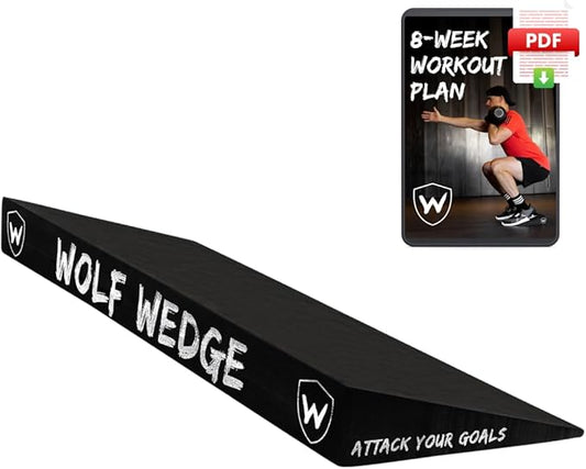 Squat Wedge - Slant Board Heel Lift for Strength and Knees Over Toes - Calf Stretcher Incline Board- Wide Durable Heel Elevated Squat Wedge Block for Weightlifting and Mobility