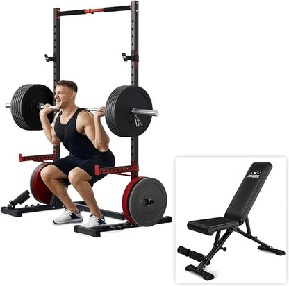 FLYBIRD Squat Rack with Pull-Up Bar, Adjustable Multi-Functional Power Rack, Inner Width Squat Rack Stand Suitable for 6FT,7FT Barbell for Home Gym Equipment…