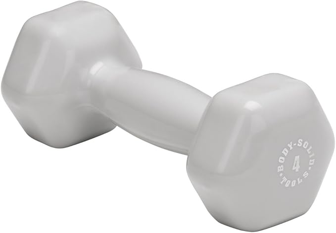 Body-Solid Tools Vinyl Dumbbell for Aerobic Training & Physical Therapy, Hand Weights for Women, Hex End Dumbbells