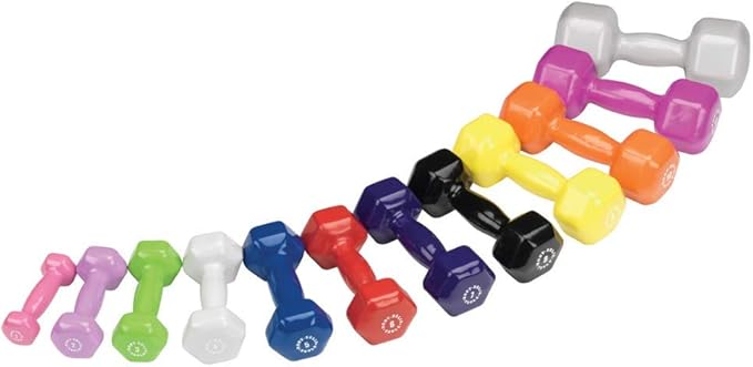 Body-Solid Tools Vinyl Dumbbell for Aerobic Training & Physical Therapy, Hand Weights for Women, Hex End Dumbbells