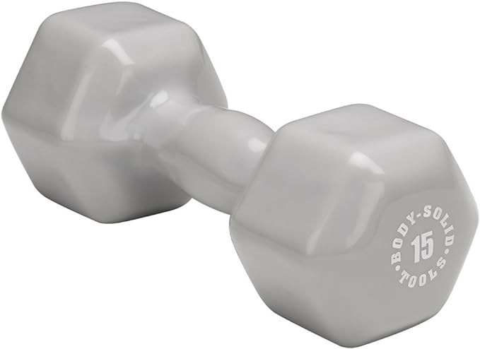 Body-Solid Tools Vinyl Dumbbell for Aerobic Training & Physical Therapy, Hand Weights for Women, Hex End Dumbbells