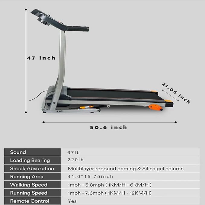 HomSof Folding Treadmill 2.5HP 12KM/H, Foldable Home Fitness Equipment with LCD for Walking & Running, Cardio Exercise Machine, 4 Incline Levels