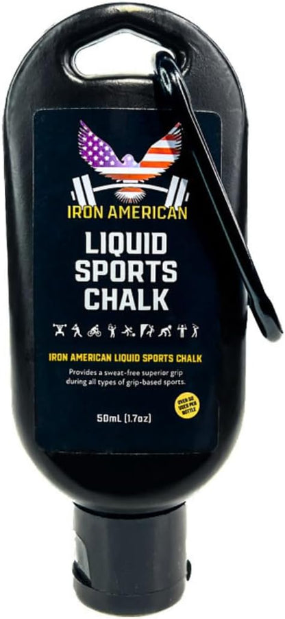 IRON AMERICAN Liquid Chalk - No-Mess Long-Lasting Grip Chalk for Weightlifting, Gymnastics, Rock Climbing, and Fitness Training - Advanced Hand Chalk for Gym