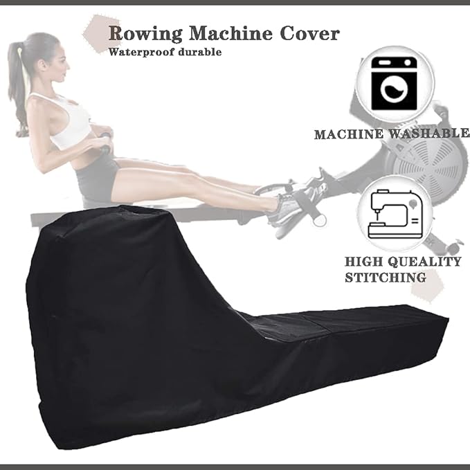 J&C Rowing Machine Cover, 420D Heavy Duty Fitness Equipment Protective Cover, Dust Cover fot Folding Water Rowing Machine 300lb Weight Capacity Concept 2 Rowing Machine Waterproof 95x24x40inch