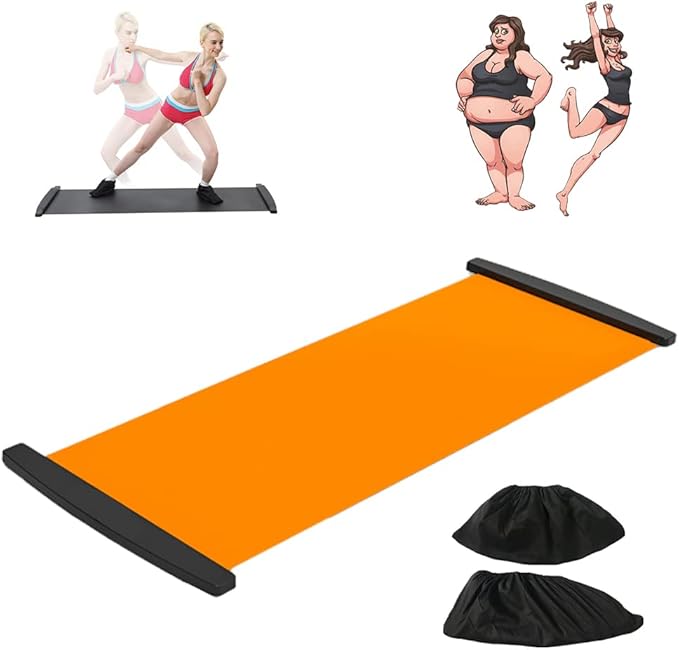 Slide Board with Shoe Cover Slimming Exercise Guide Slide Mat for Leg Pot Training Fitness and Athletic Training, Exercise Equipment for Low Impact Balance Training