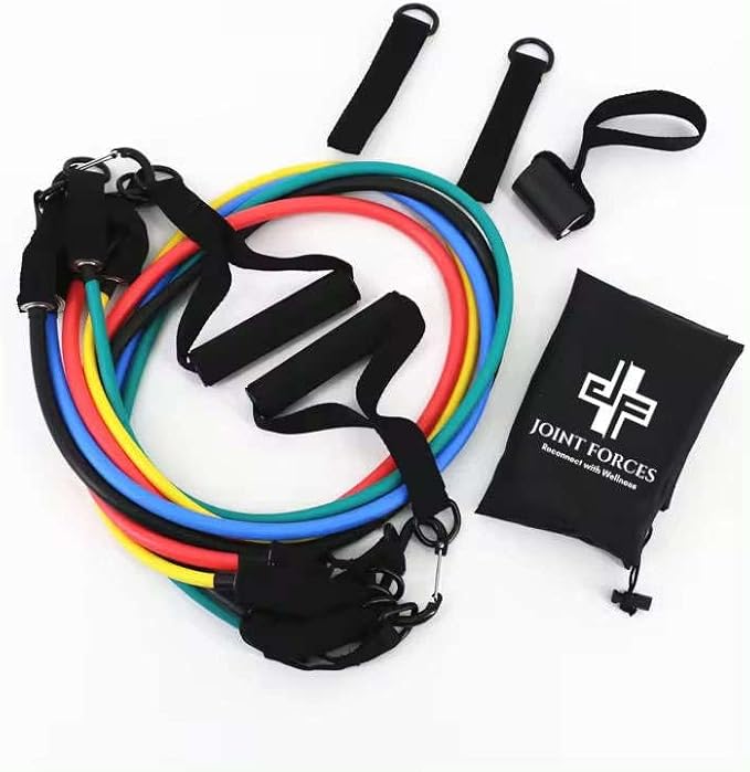 11-Piece Resistance Band Set for Home Workouts, Strength Training, Physical Therapy – Durable Exercise Tubing with Handles, Ankle Straps, Door Anchor, and Custom Workout Guide