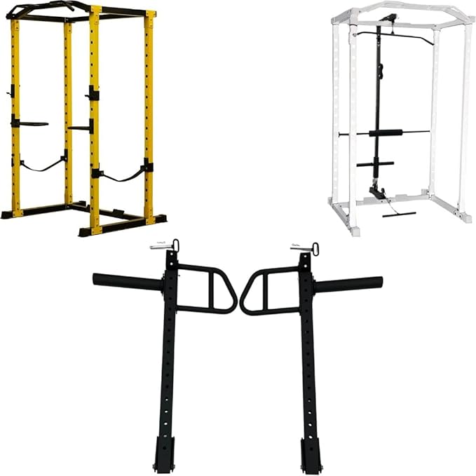 HulkFit Pro Series Multifunctional Adjustable Home Gym Exercise Equipment Power Cage Squat Rack with Attachments and Accessories for Bench Press, Squats, & Deadlifts - Multicolor