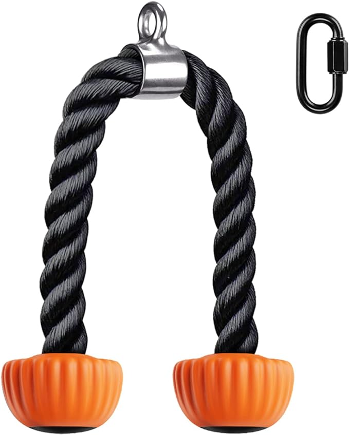 SELEWARE Tricep Rope W/Rubber Ends Cable Machine Attachments 28”/36” Universal