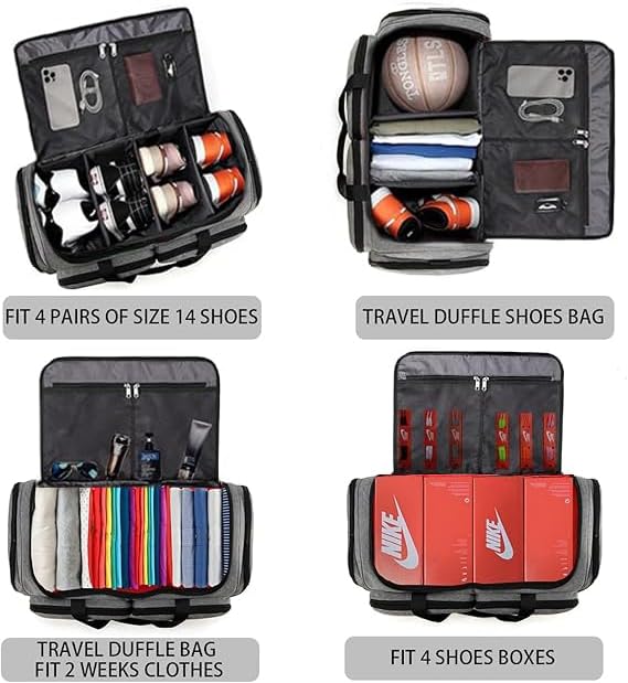 Sneaker Bag Travel Shoes Duffel Bag Men Women Gym Sport Luggage Duffle Carrying Case Bag Divider Adjustable Compartment Portable Soccer Athletic Shoes Carrier Heavy Duty Traveling Accessories