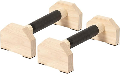 Wooden Parallettes Push Up Bars, Anti-Slip Push-Up Handles, Mini Handle Pumps, Dip Station Dip Bar, Handstand Bars for Calisthenics and Fitness（log）