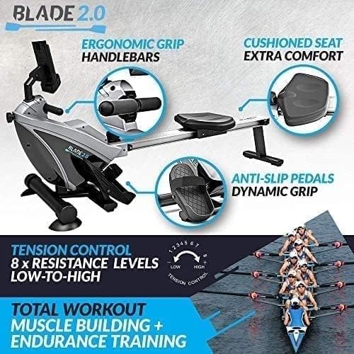 Bluefin Fitness Rower Machine Blade Home Gym Foldable 8 x