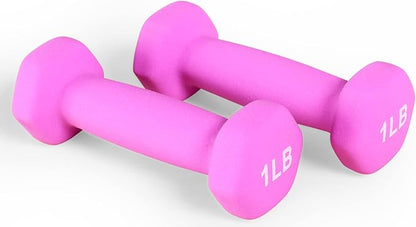 Signature Fitness Neoprene Dumbbell Hand Weights, Anti-Slip, Anti-roll, Hex Shape Colorful, Pair or Set with Stand