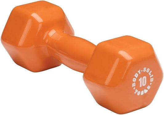 Body-Solid Tools Vinyl Dumbbell for Aerobic Training & Physical Therapy, Hand Weights for Women, Hex End Dumbbells