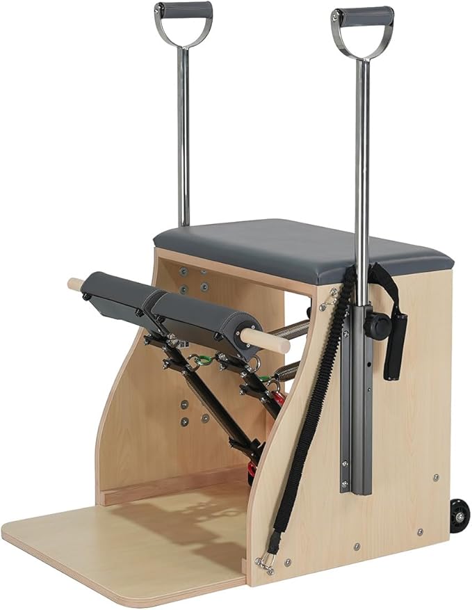 Pilates Chair, Split-Pedal Stability Combo Chair with Handles, Yoga Fitness Trainer, Pilates Reformer Machine, Pilates Equipment Perfect for Home Use & Gym Workout