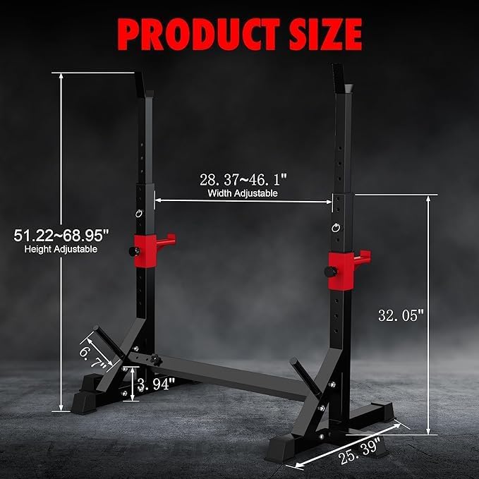 Squat Rack, Barbell Rack, Bench Press Rack for Home Gym, Multi-Function Strength Training, Adjustable Weight Rack 550Lbs