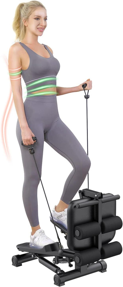 Steppers for Exercise at home, Stair Stepper with Resistance Bands,Ab Crunch Machine for Stomach Workout,Djustable Situp,330lbs Loading Capacity,2-in-1 Fitness Equipment