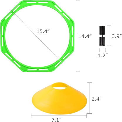 TNZMART Octagon Speed Agility Rings Set Multifunction Octagon 10 Disc