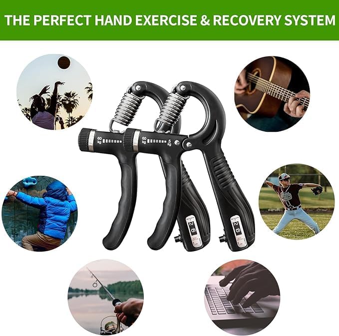 Grip Trainer with Counter 11-132 Lbs, Strengthen Your Hand, Strengthen Your Forearm, Portable, Home Workout, Arthritis, Strengthen your muscles, helps with Rehab, Athletes, Climbers, Musicians