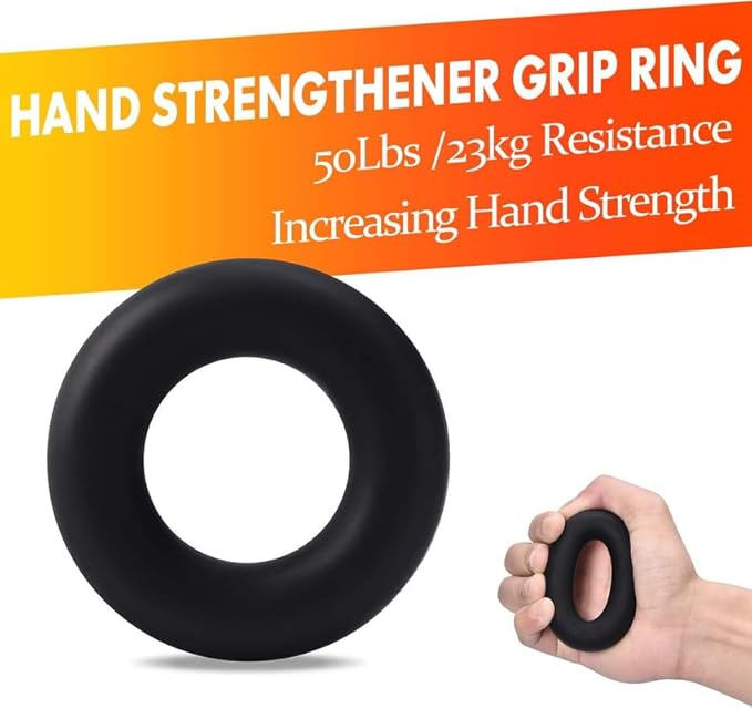 Grip Strength Trainer 7 Pack Adjustable Hand Gripper, Finger Stretcher Resistance Extensor Bands, Finger Exerciser, Grip Strength Ring & Stress Ball, Hand Grip Strengthener, Black