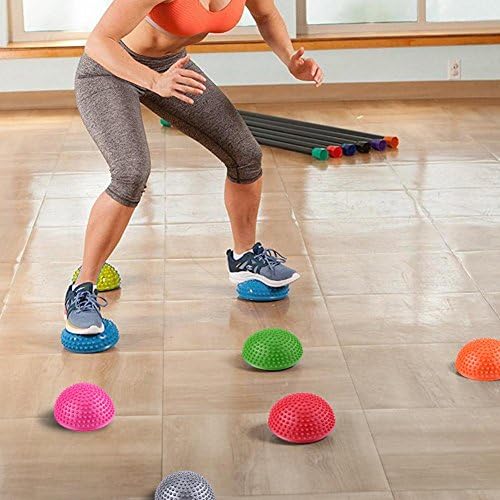 VGEBY Foot Massage Ball Inflatable Half Yoga Balls Massage Point Fitball Exercises Trainer Fitness (Orange) Sports Equipment