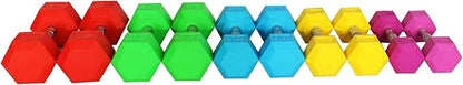 Signature Fitness Colored Rubber Coated Hex Dumbbell Weight Set,Multiple Packages