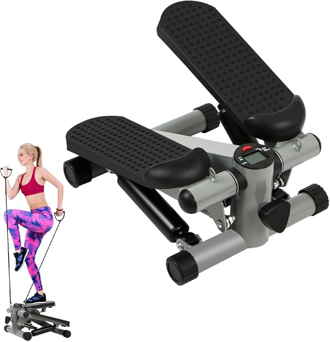 Panana Mini Steppers Exercise Machine Stair Stepper with Resistance Bands Full Body Cardio Equipment 330lbs Weight Capacity for Home Use