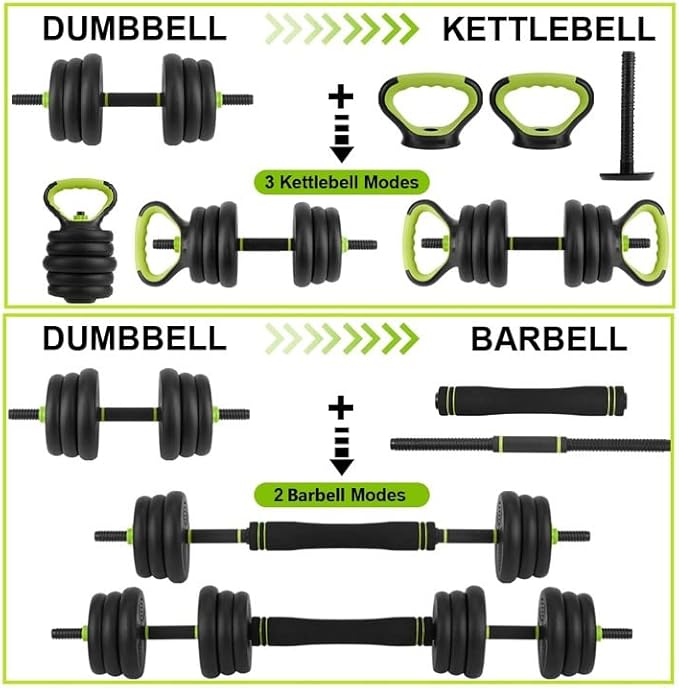 4 in 1 Adjustable Dumbbell Set, 44lbs/66lbs/88lbs Free Weights Dumbbells Set