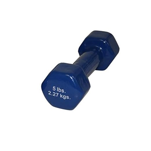 CanDo 10-0554-1 Vinyl-Coated Cast-Iron Dumbbell, Scratch Free, 5 lb. Weight, Blue