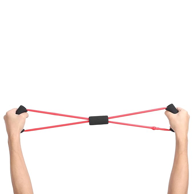 Resistance Bands, Resistance Exercise Band with Comfortable Handles, Body Exercise Resistance Band Household Fitness Elastic Stretch Training Band Strap for Strength Training Muscle Toning(red)