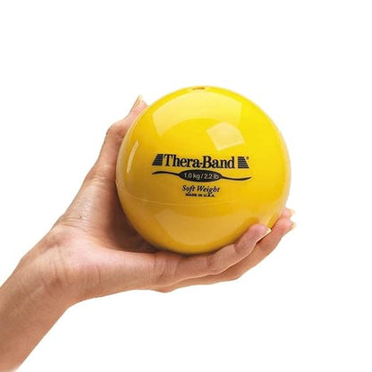 THERABAND Soft Weight, 4.5" Diameter, Weighted Balls for Baseball, Weighted Balls for Softball, Hand Held Ball Shaped Isotonic, Shoulder Strength, Rotator Cuff & Throwing Trainer, Yellow, 2.2LB