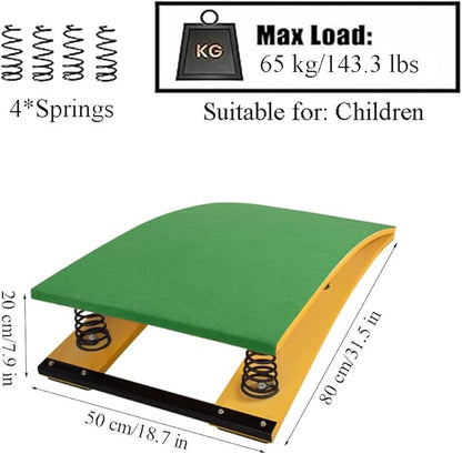 Children's Gymnastics Springboard Pedal, Built-in Thickened Spring, Wooden Board, Takeoff and Somersault Power Board Elastic Board(Size:Four Springs50*80 * 20cm,Color:Green)