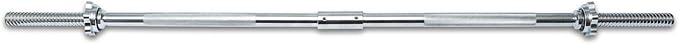 FUXION Fitness Buildable Weightlifting Chrome Bar 47 inch with Spinlock Collars | metal olimpic bar with handler