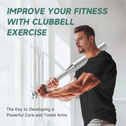 KDLK Adjustable Clubbell, Indian Club Style 6 option Premium Steel Macebell (6.5/9/11/13/15/17.5LBs)Cross Training Equipment For Muscle Building,Aerobic Fitness,Men's And Women's Weightlifting,Silver