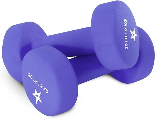 Yes4All Neoprene Coated Dumbbell Hand Weight Sets of 2 - Multiple Weight Options with 15 Colors, Anti-roll, Anti-Slip, Hexagon Shape