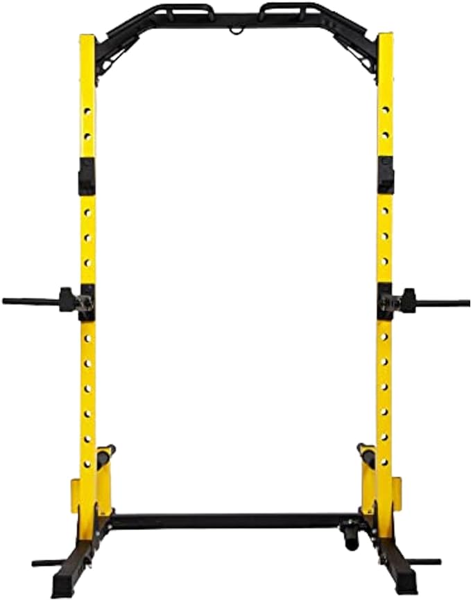 HulkFit Multi-Functional Adjustable Pro Series Squat Stand Power Cage With Multi-Grip Pull Up Bar Strength Training Exercise Equipment For Home Gym For Bench Press, Squats, And Deadlifts - Multicolor