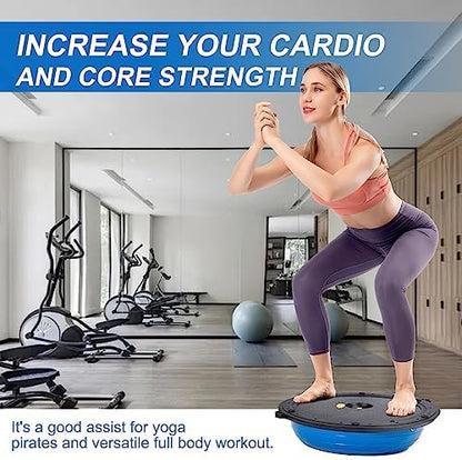 Half Balance Ball Trainer, Balance Beam for Core Exercise Equipment, Core Strength and Fitness, Includes Resistance Bands and Pump, Ideal for Home Gym Workout