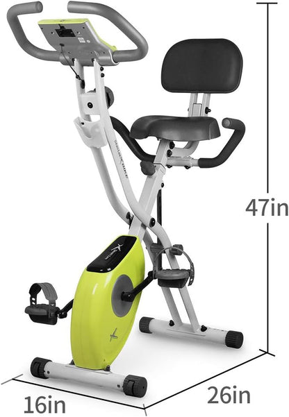 leikefitness LEIKE X Bike Ultra-Quiet Folding Exercise Bike, Magnetic Upright Bicycle with Heart Rate,LCD Monitor and easy to assemble