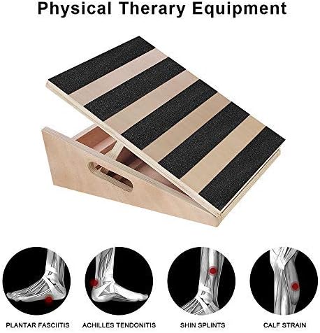 Professional Wooden Slant Board Calf Stretcher, Adjustable Incline Ankle Stretching Board, Extra Side Handle Design for Portability, 5 Positions Workout Board